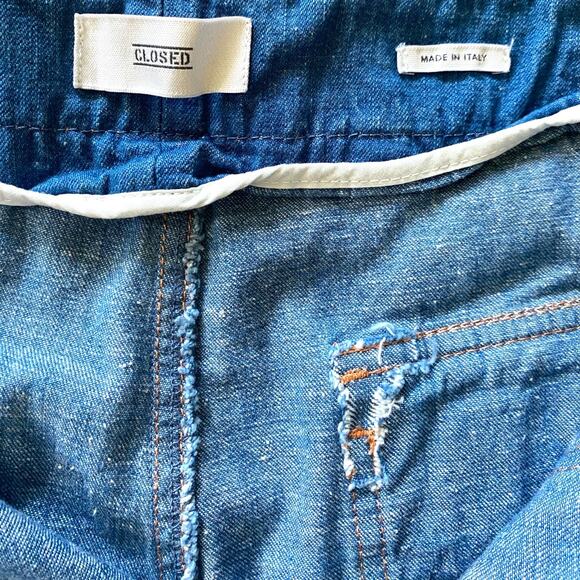 Closed Tony High Rise Jeans Sz 32 Blue Patch Pockets Cropped Cuffed Relaxed Fit - Picture 2 of 15